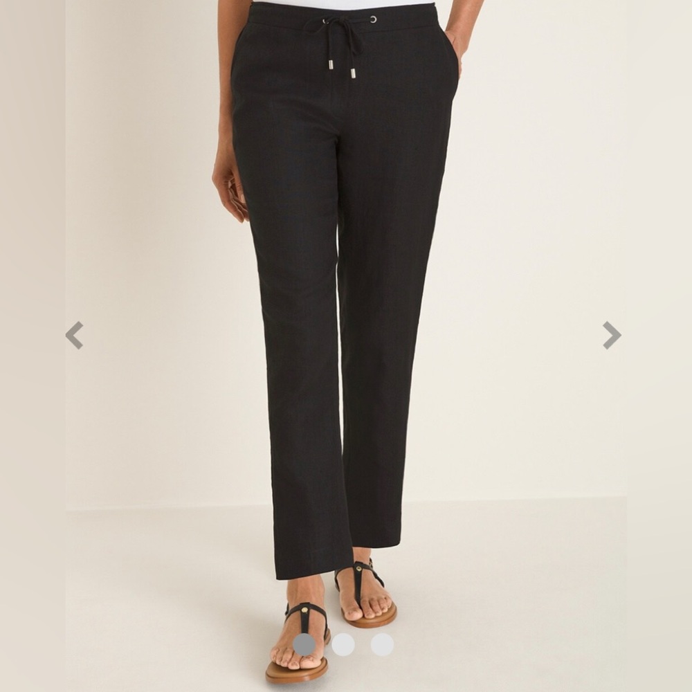 Chicos Elastic Back Drawstring Linen Ankle Pant